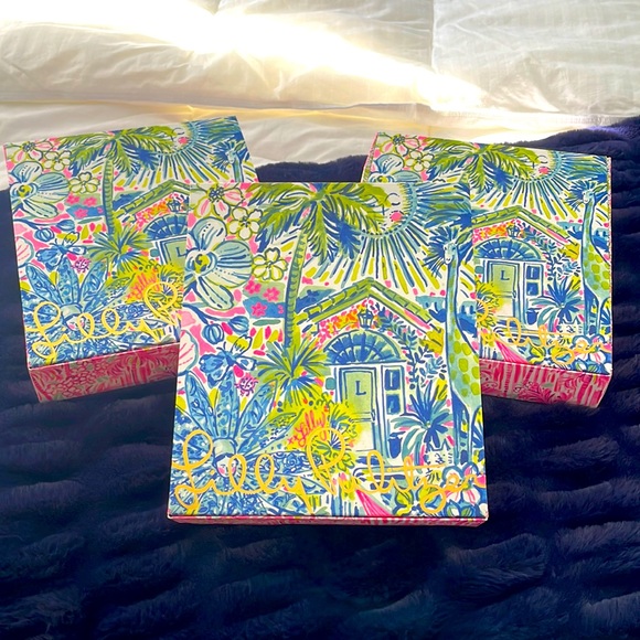 Lilly Pulitzer Accessories Lilly Pulitzer Gift Boxes With Paper And Band Poshmark